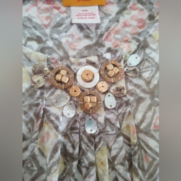 Ruby Rd. Geometric Beige  Blouse - Picture 3 of 8